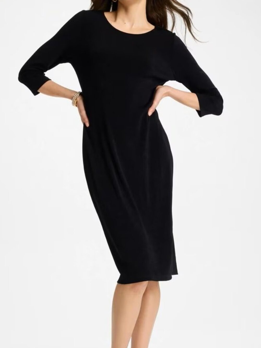 CHICO'S TRAVELERS COLLECTION CLASSIC BLACK DRESS  3/4 LENGTH SLEEVE 00 PETITE